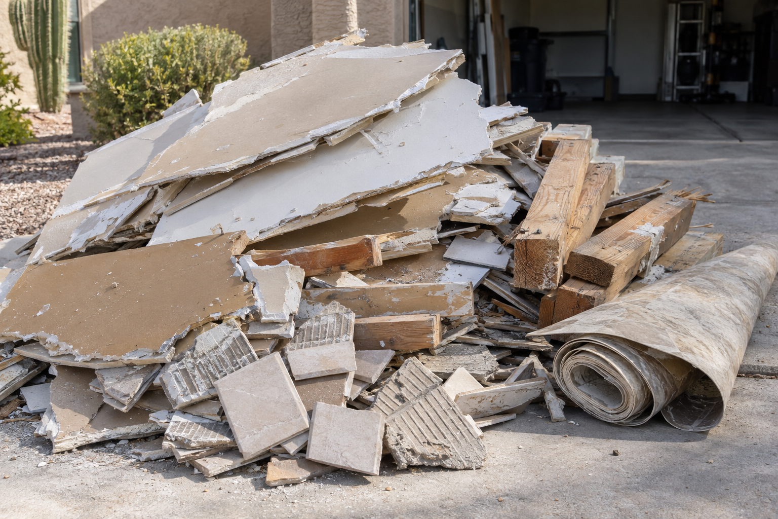 construction debris drywall and tile
