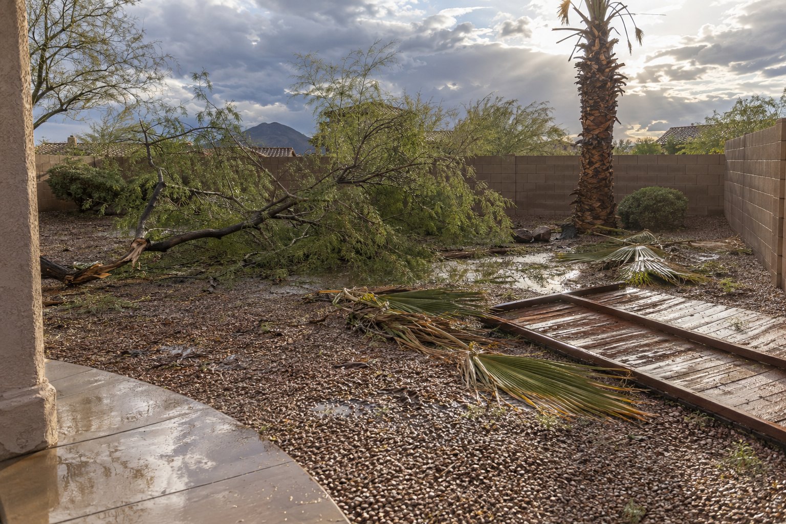 storm debris after a monsoon