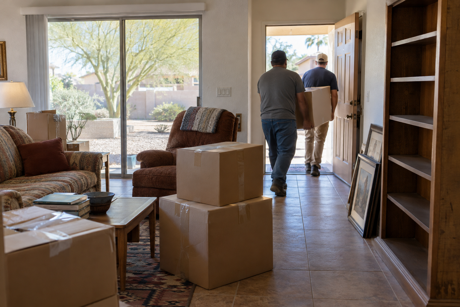 estate cleanout services clearing a Phoenix living room