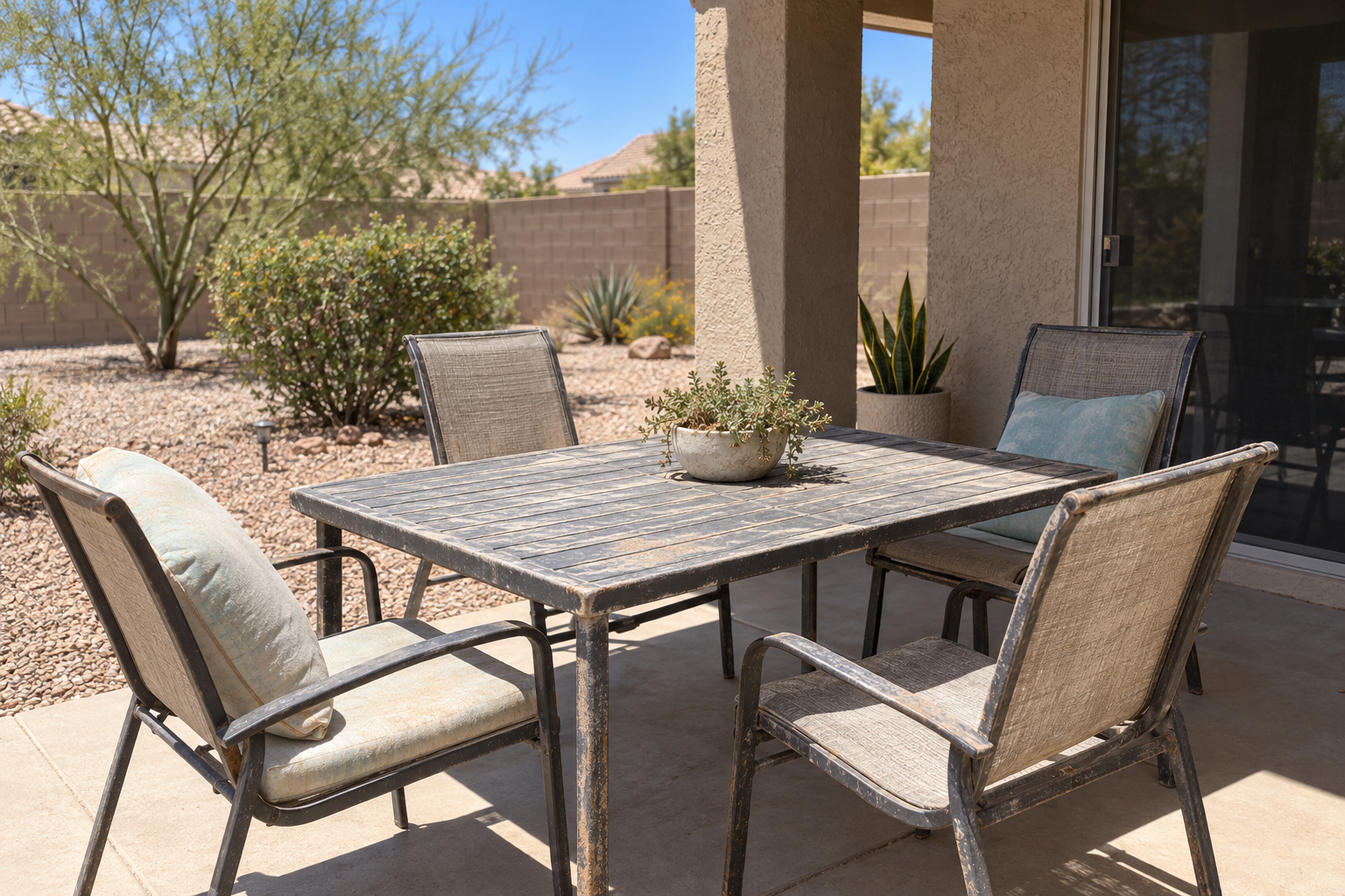 faded patio furniture set