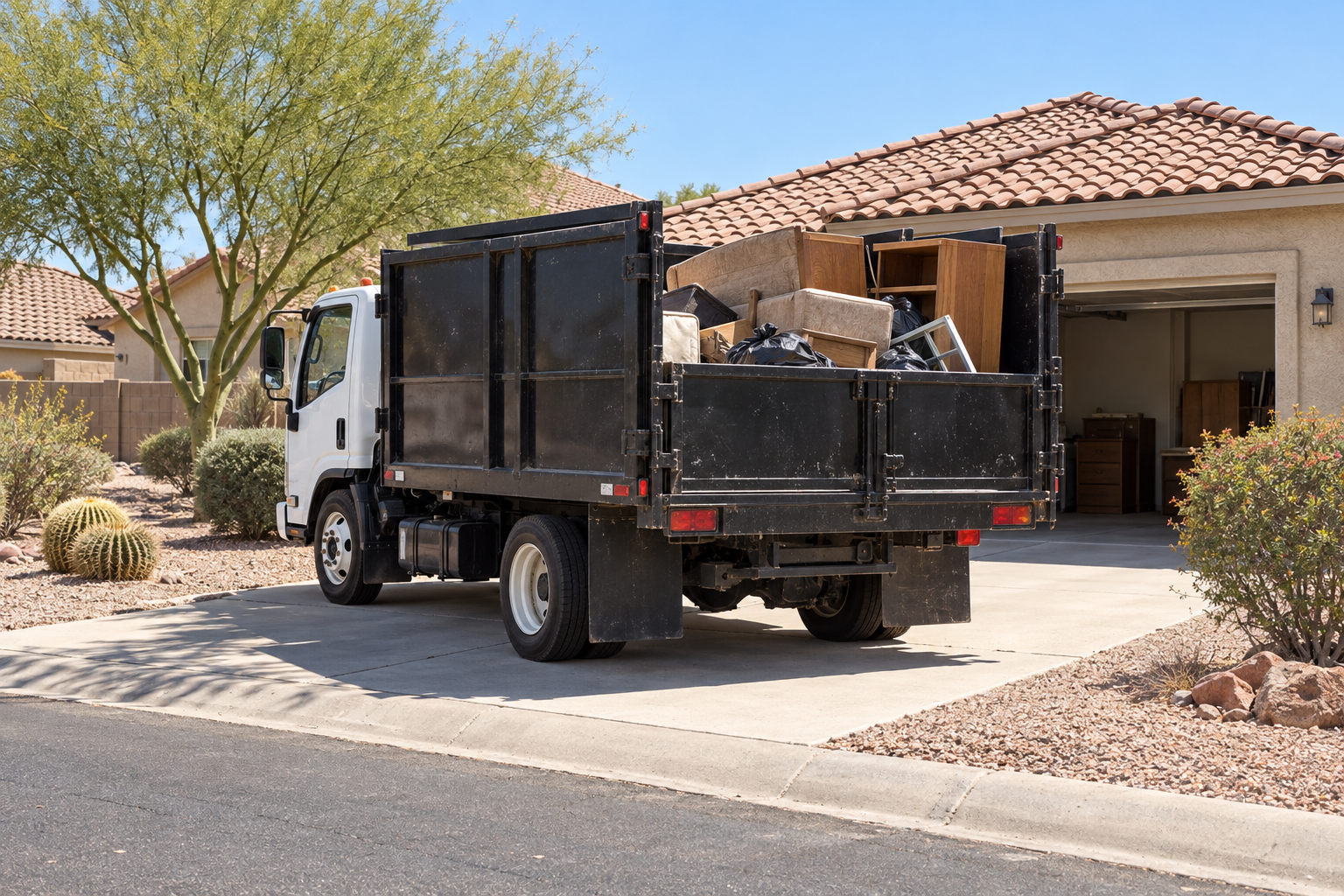 junk removal truck at a Glendale home