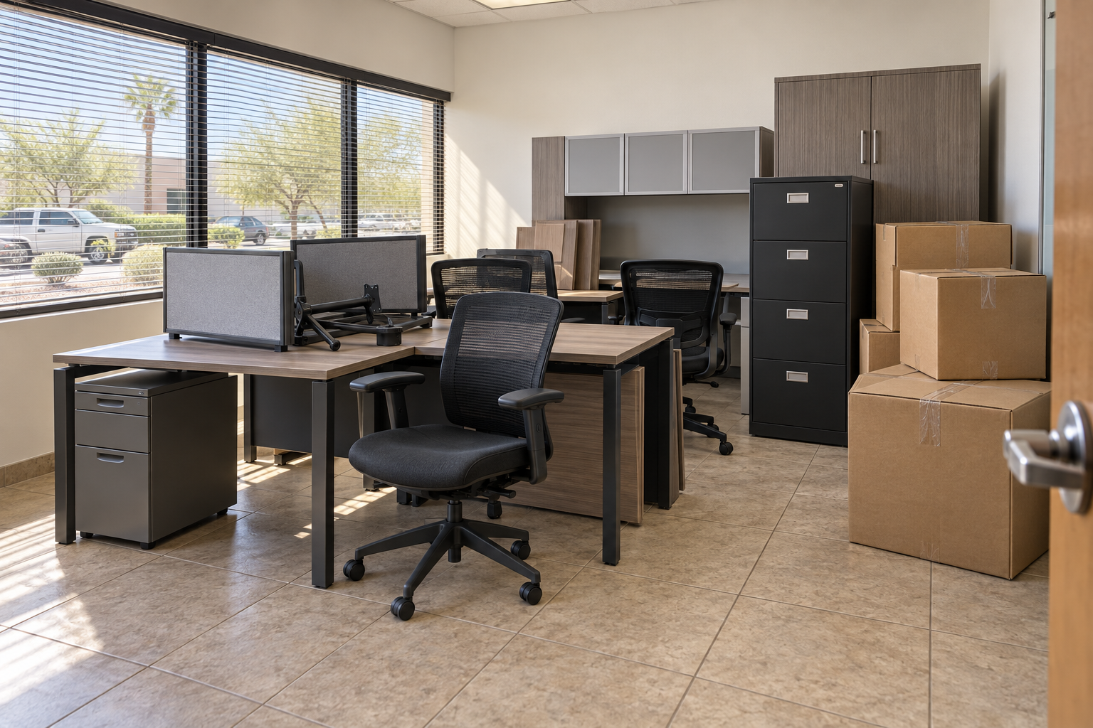 office junk stacked for pickup