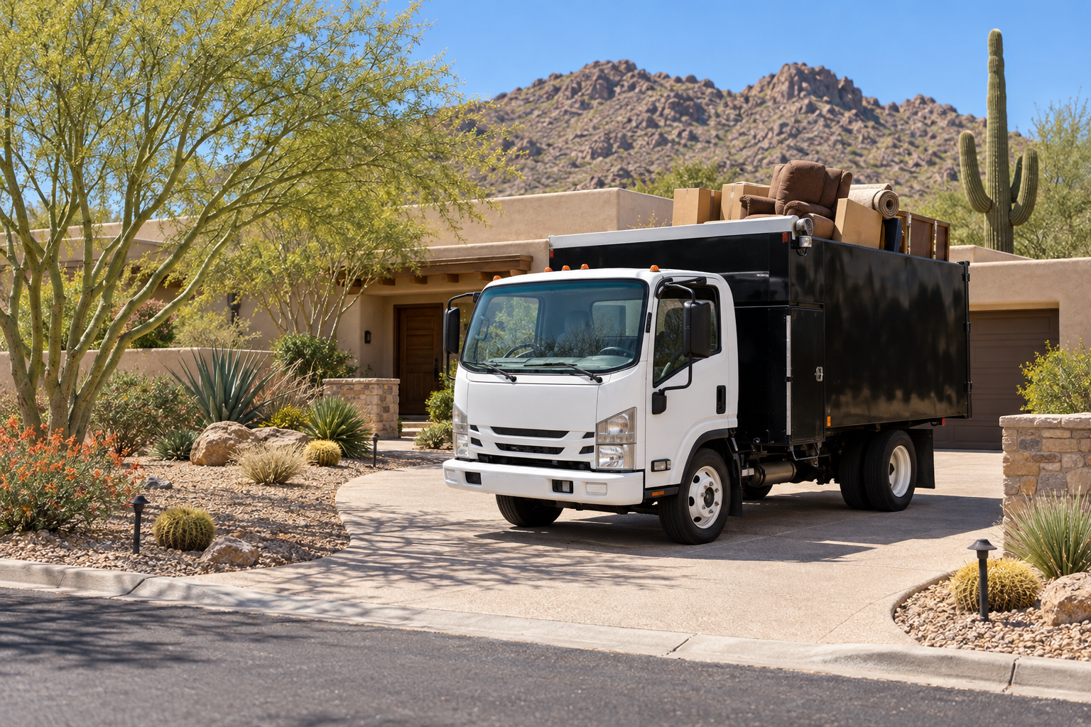 junk removal truck at a Paradise Valley home