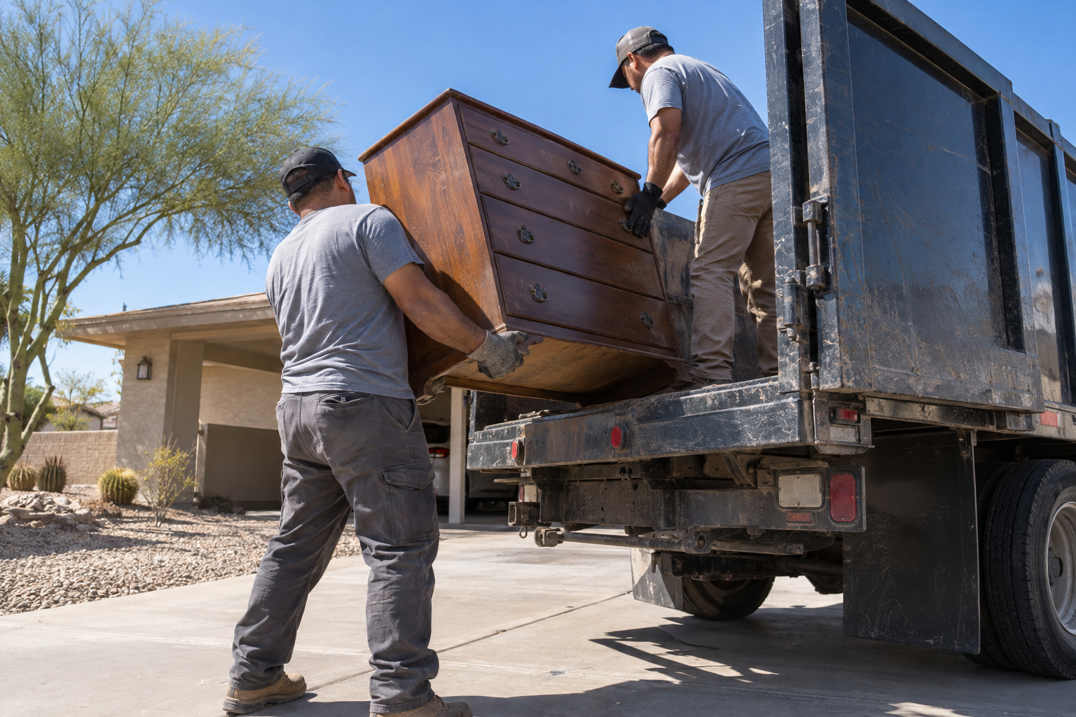 crew loading a junk truck
