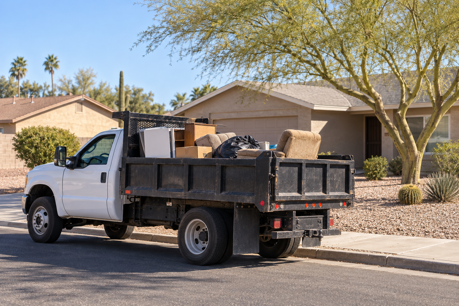 junk removal truck at a Youngtown home
