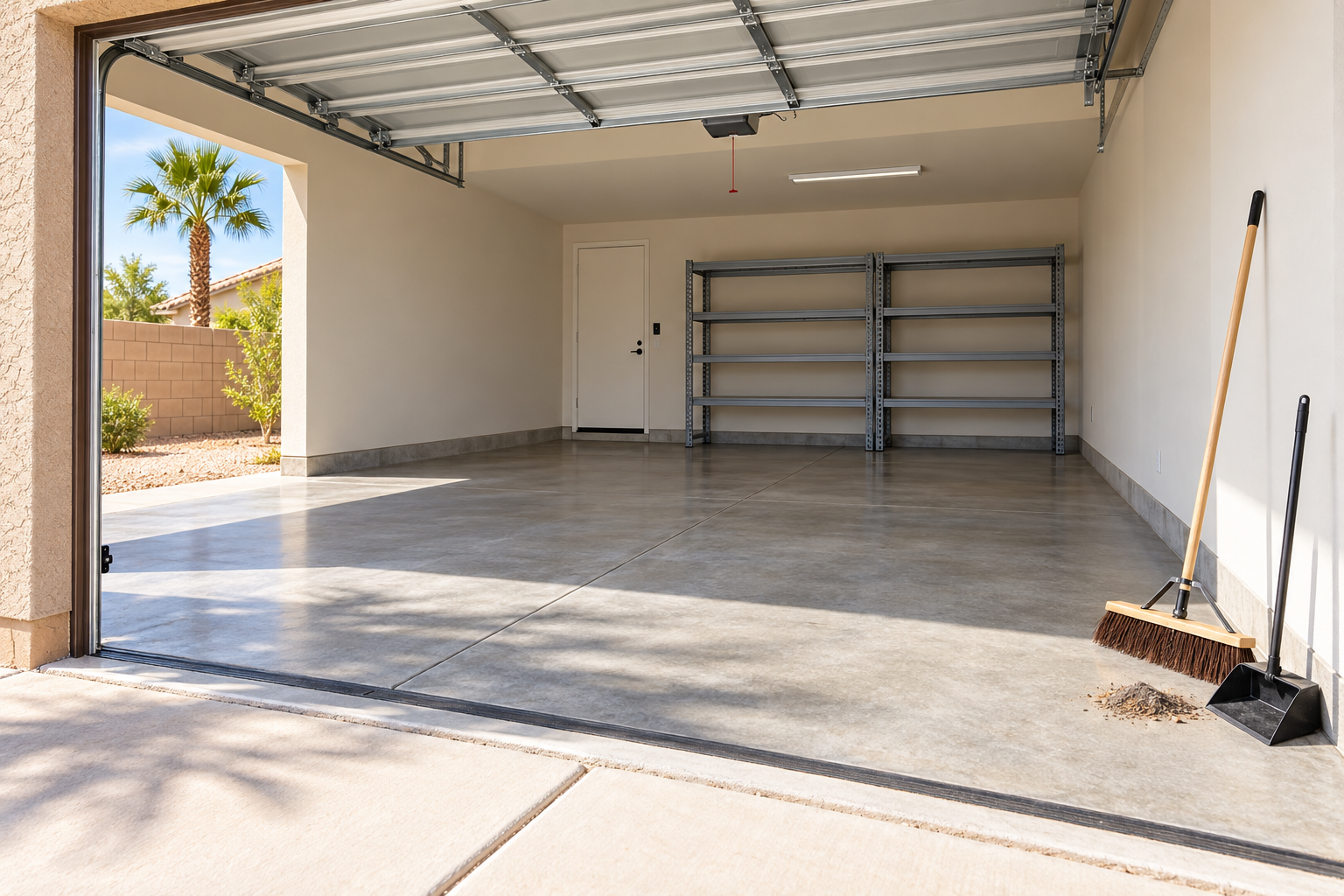 swept garage after junk pickup