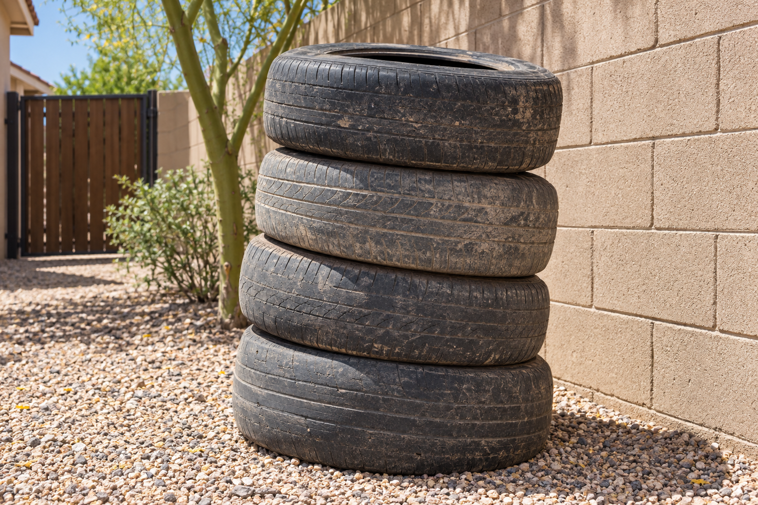 stack of old tires