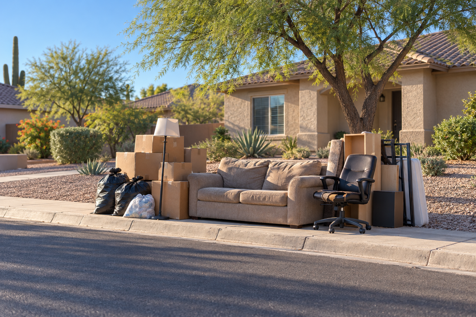 junk grouped at the curb